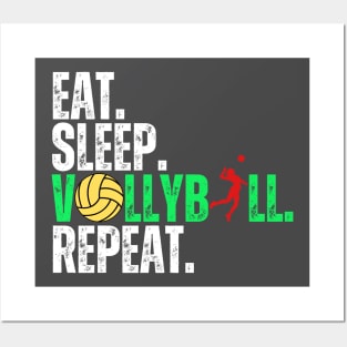 Eat Sleep Volleyball Repeat Funny Volleyball Players Boys Women Posters and Art